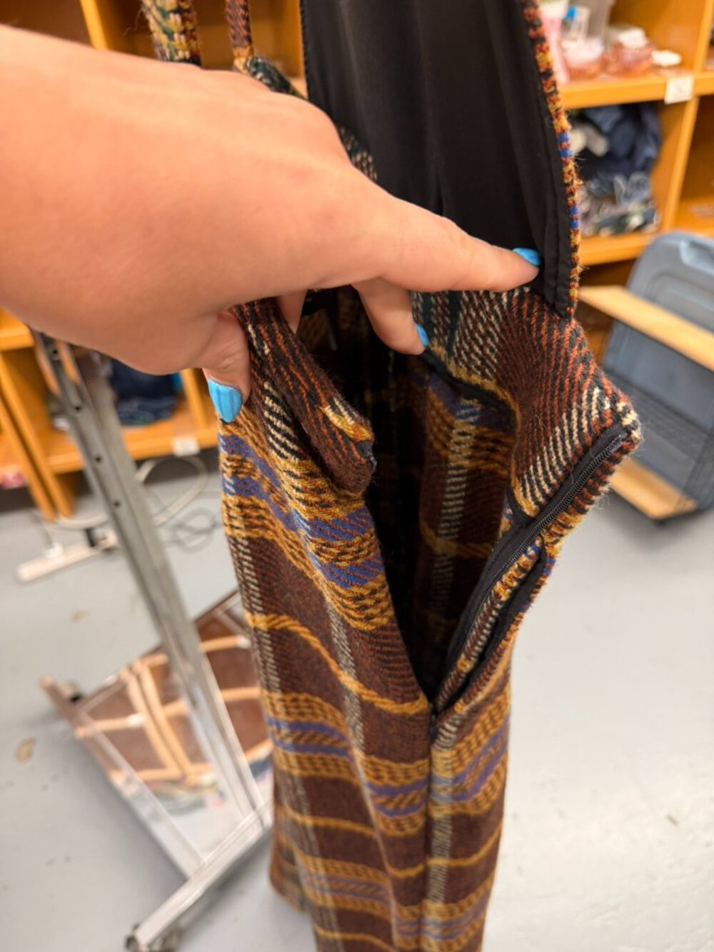 Cider Women's Tweed Plaid Wide Leg Jumpsuit - Picture 3 of 5